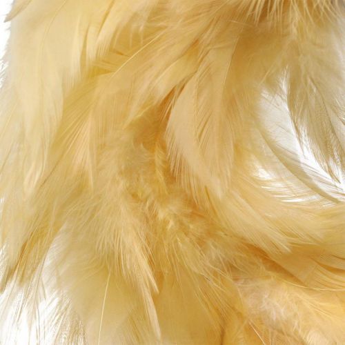 Floristik24 Guirnalda de plumas amarilla pequeña Ø11cm decoración de plumas reales guirnalda decoración de pascua