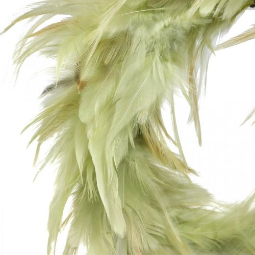 Corona de plumas decorativa verde Ø16cm corona de plumas reales decoración de primavera