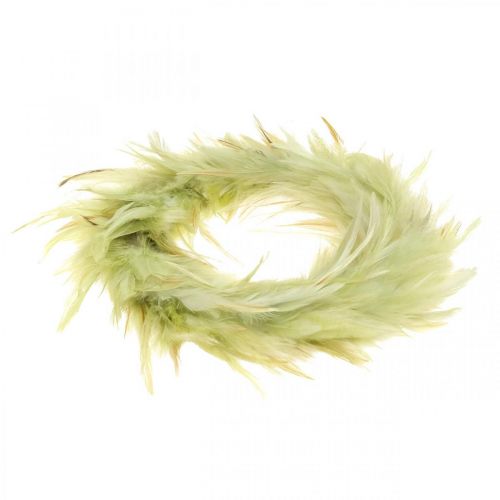 Floristik24 Corona de plumas decorativa verde Ø16cm corona de plumas reales decoración de primavera