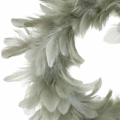 Guirnalda de plumas decoración Pascua gris Ø16,5cm plumas  reales-990257-71