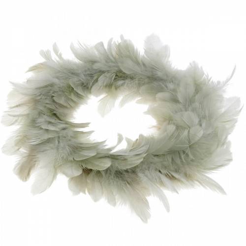 Guirnalda de plumas decoración Pascua gris Ø16,5cm plumas  reales-990257-71