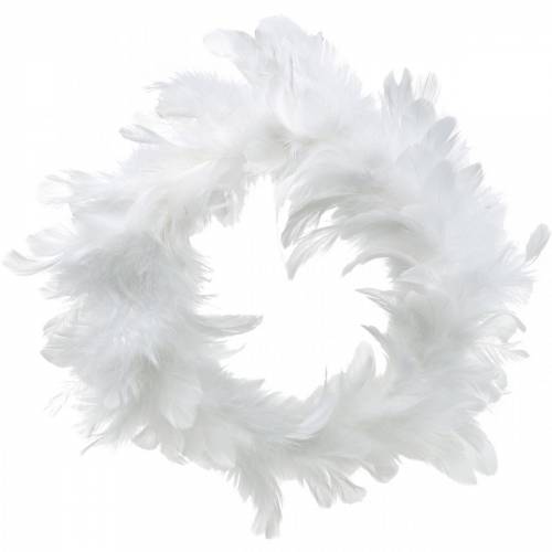 Floristik24 Guirnalda de plumas blancas decoración Ø25cm Decoración de Pascua Plumas reales