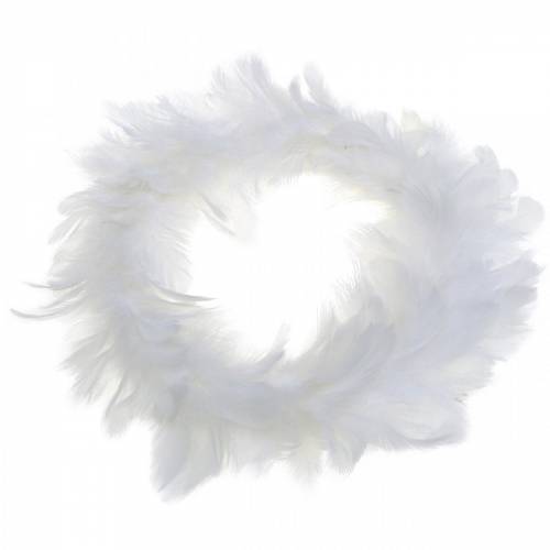 Floristik24 Guirnalda de plumas blancas decoración Ø25cm Decoración de Pascua Plumas reales