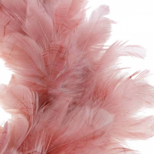 Floristik24 Guirnalda de plumas decorativa grande rosa antigua decoración de Pascua Ø24cm pluma real