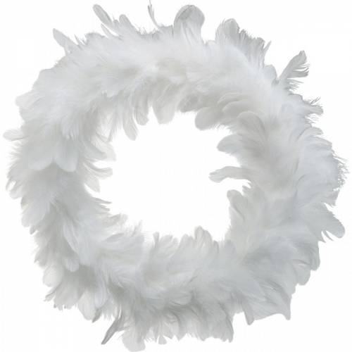 Floristik24 Guirnalda de plumas decoración Pascua grande blanca Ø24cm plumas reales