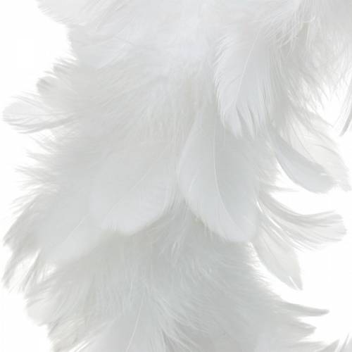 Artículo Guirnalda de plumas decoración Pascua grande blanca Ø24cm plumas reales