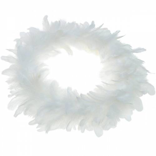 Floristik24 Guirnalda de plumas decoración Pascua grande blanca Ø24cm plumas reales