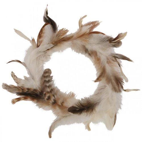 Artículo Corona de plumas deco plumas naturaleza Pascua decoración Ø15cm 4pcs