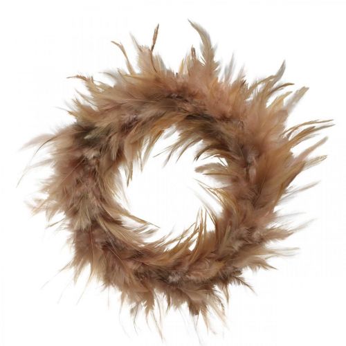 Corona de plumas rosa, marrón rojizo Ø16cm plumas reales decoración de primavera