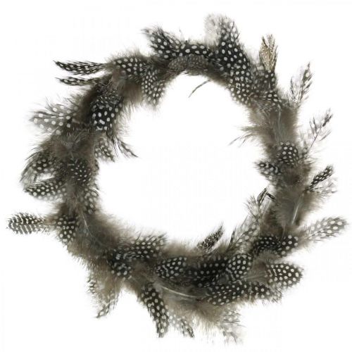 Corona decorativa de plumas de gallina de guinea corona de plumas reales Ø20cm 3ud