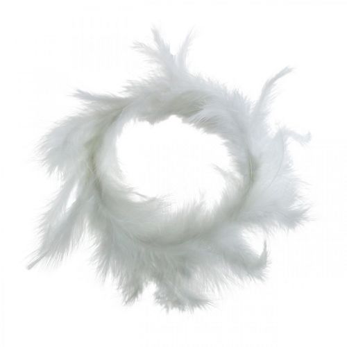 Floristik24 Corona de plumas blanca Ø15cm decoración primaveral con plumas reales 4pcs