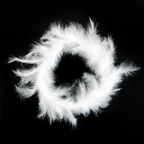 Floristik24 Corona de plumas blanca Ø20cm corona decorativa primavera plumas reales 3 piezas