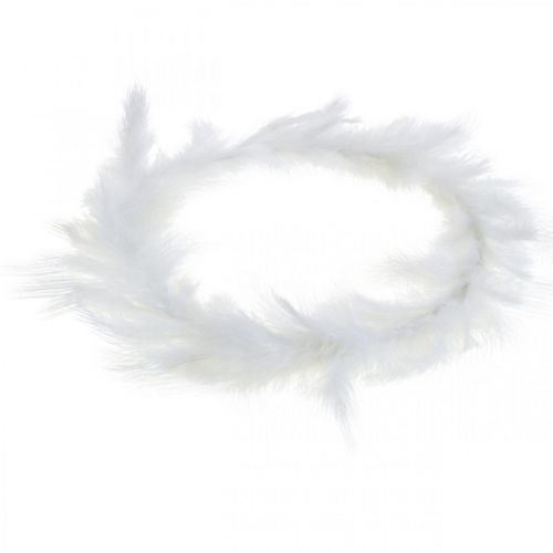 Artículo Corona de plumas blanca Ø25cm Decoración de Pascua corona decorativa de plumas reales 2 piezas