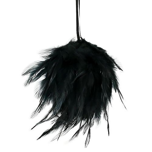 Floristik24 Bola de plumas Ø10cm negra para colgar