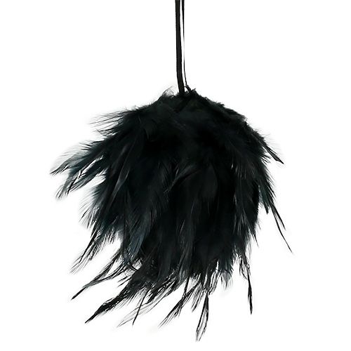 Floristik24 Bola de plumas Ø10cm negra para colgar