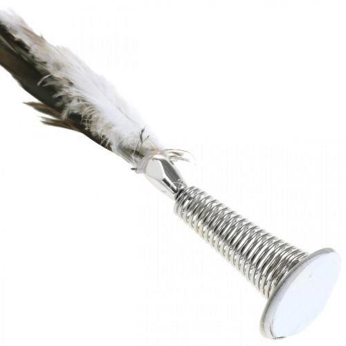 Artículo Pluma sobre resorte de metal Decoración de primavera Plumas reales 25cm 5pcs