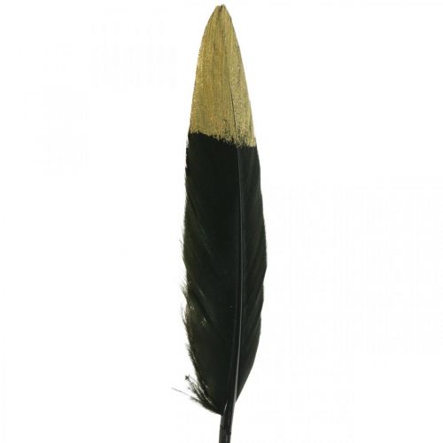 Artículo Plumas decorativas plumas reales negras, doradas para manualidades 12-14cm 72ud