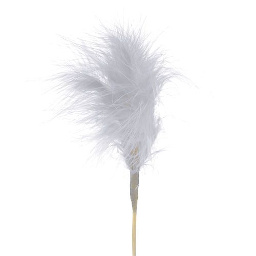 Floristik24 Plumas sobre varilla Blanco L35cm 12pcs