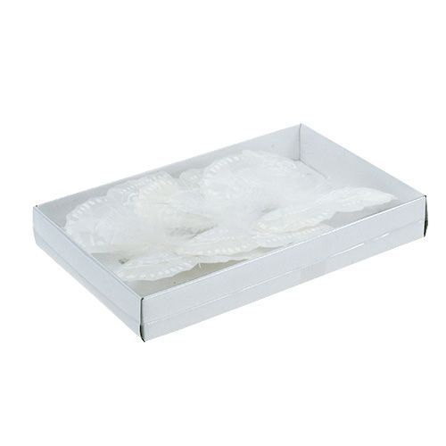 Floristik24 Pluma mariposa 11,5cm con clip blanco 3pcs