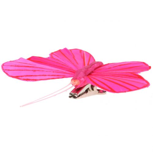 Artículo Mariposa de plumas en clip de colores 6cm 12ud