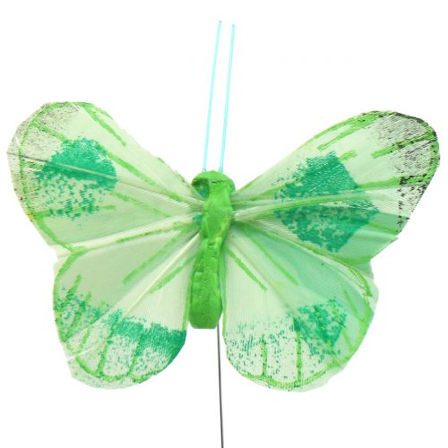 Floristik24 Mariposa de plumas sobre alambre de color 6cm 12pcs