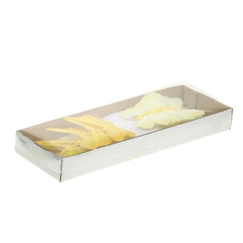 Floristik24 Mariposas de plumas amarillas 8.5cm 12pcs