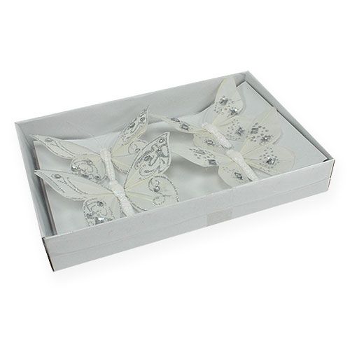 Floristik24 Mariposa de primavera con pedrería, brillo blanco 10,5cm 4pcs