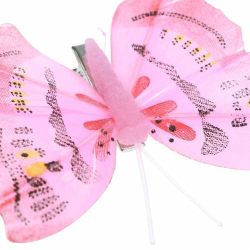 Artículo Mariposa en clip rosa 6cm 10 piezas