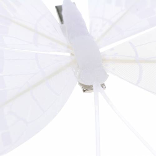 Artículo Mariposa de plumas en clip blanco 6cm 10 piezas