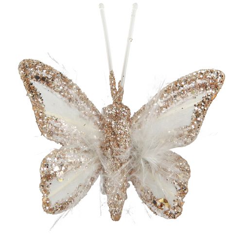 Artículo Mariposas de plumas en clip oro blanco 5cmx4.5cm 4 piezas