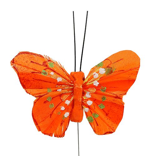 Artículo Mariposas de plumas 6cm amarillo, naranja 24uds