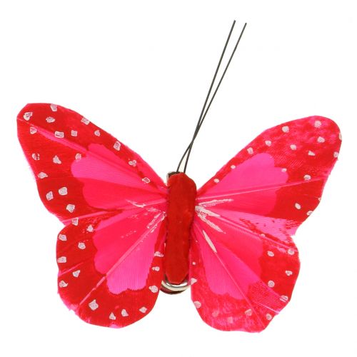 Artículo Mariposas de plumas en clip multicolor 7cm 12pcs