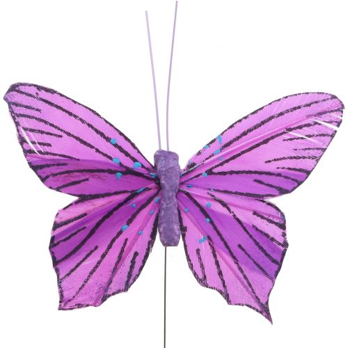 Floristik24 Mariposas de plumas moradas 8,5cm 12uds
