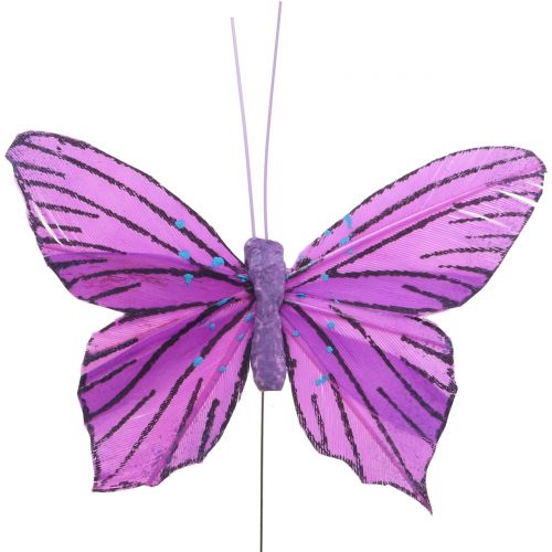 Artículo Mariposas de plumas moradas 8,5cm 12uds