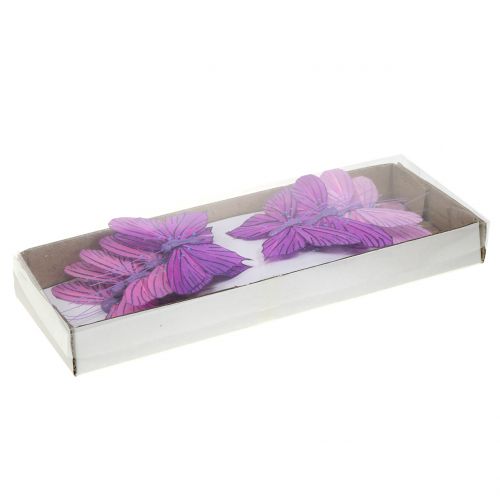 Floristik24 Mariposas de plumas moradas 8,5cm 12uds