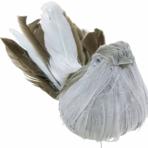Pluma pájaro en alambre gris 12cm 4uds | Floristik24.es