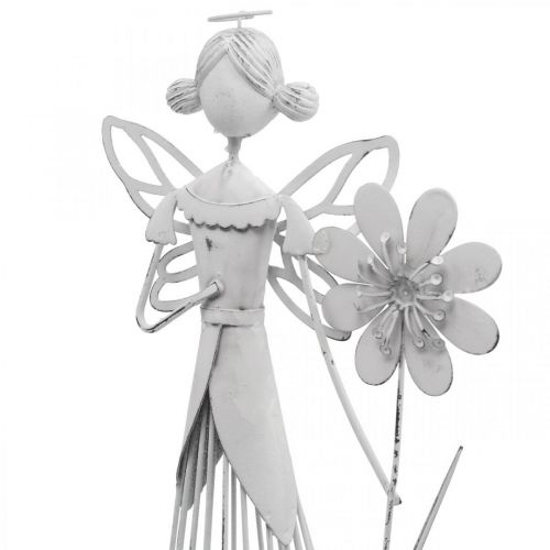 Floristik24 Decoración de primavera, hada de las flores como farol, decoración de mesa de metal, duende con flor blanca Al. 32,5 cm