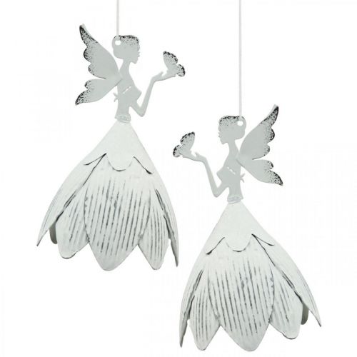 Floristik24 Elfo colgante deco metal blanco Ø7.5cm H12cm 4pcs