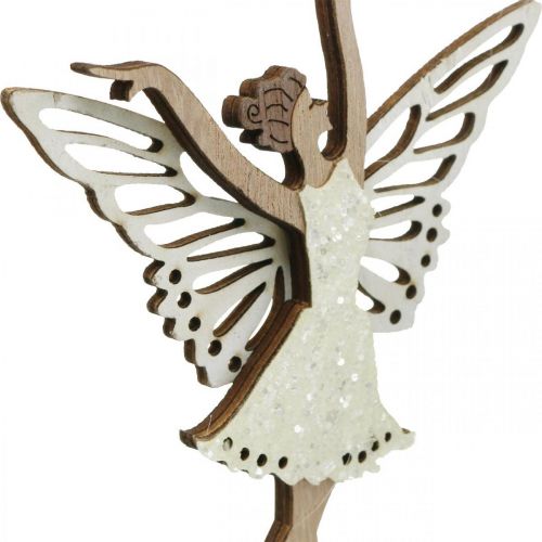 Floristik24 Enchufe de flores hada, primavera, elfo bailarín, enchufe de plantas naturaleza, plata, blanco 6 piezas