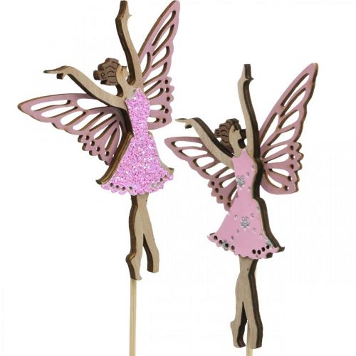 Floristik24 Decoración de flores, duende para pegar, decoración de primavera, enchufe decorativo hada bailando naturaleza, rosa 6 piezas