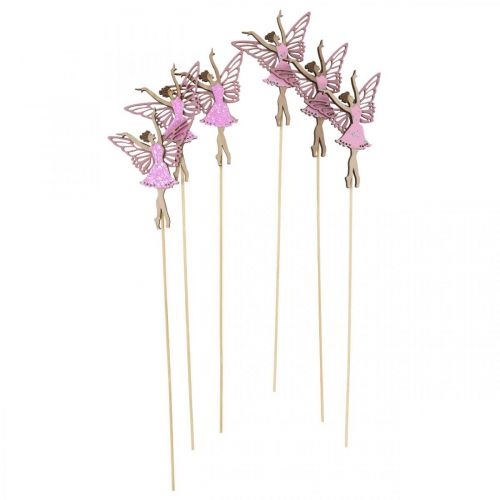 Floristik24 Decoración de flores, duende para pegar, decoración de primavera, enchufe decorativo hada bailando naturaleza, rosa 6 piezas