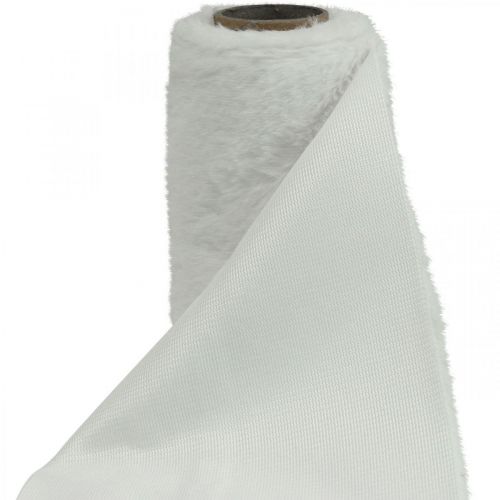 Floristik24 Camino de mesa piel sintética banda de mesa de piel decorativa blanca 15×200cm