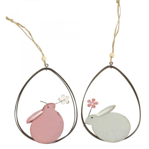 Decoración de ventana conejito de Pascua decoración colgante de metal Pascua 15cm 4pcs