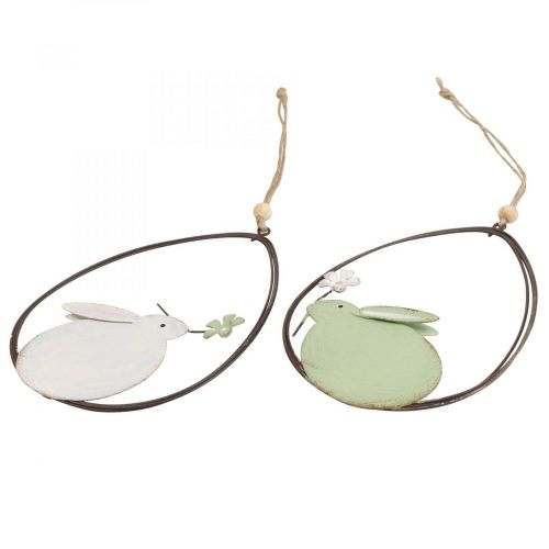 Floristik24 Decoración de ventana, conejito de Pascua metal, decoración colgante Pascua 15cm 4pcs verde blanco