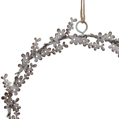 Artículo Decoración de ventana corona de puerta corona de flores metal blanco Ø16,5cm