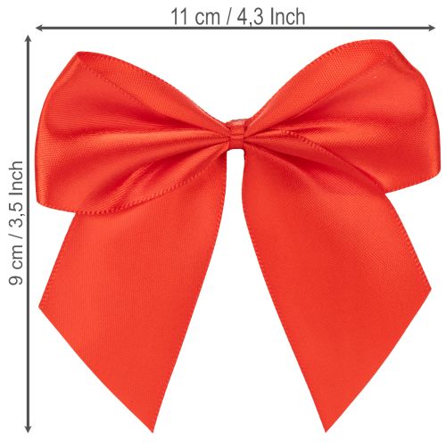 Lazo decorativo rojo, preatado para manualidades y empaquetado, 11 cm, 25 unidades | Floristik24.es
