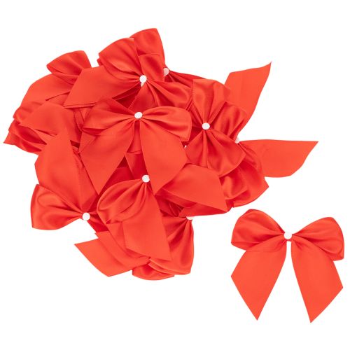 Lazo decorativo rojo, preatado para manualidades y empaquetado, 11 cm, 25 unidades | Floristik24.es