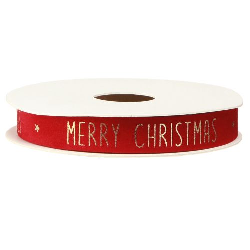 Artículo Cinta navideña festiva en rojo con texto dorado &quot;Merry Christmas&quot;, ancho 15 mm, largo 5 m