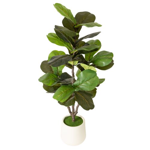 Ficus lyrata artificial de 120 cm, decorativo para salón.