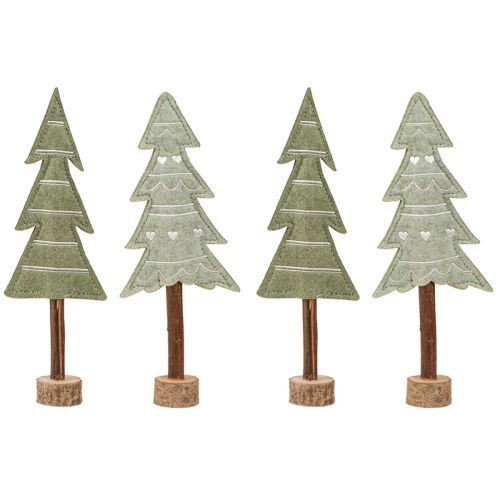 Floristik24 Decoración de fieltro árboles de Navidad decoración de mesa Navidad verde 25cm 4 piezas